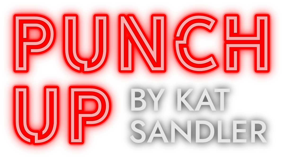 Letters that look like a neon sign reading 'Punch Up'